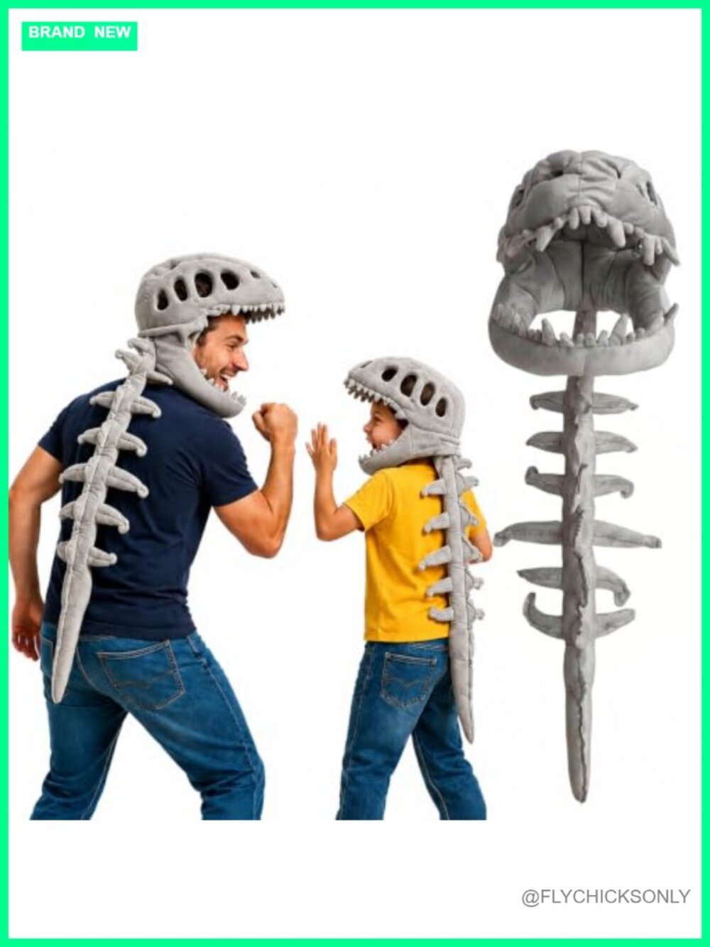 Kids Dinosaur Skeleton Halloween Costume Plush Onesie Pull-On